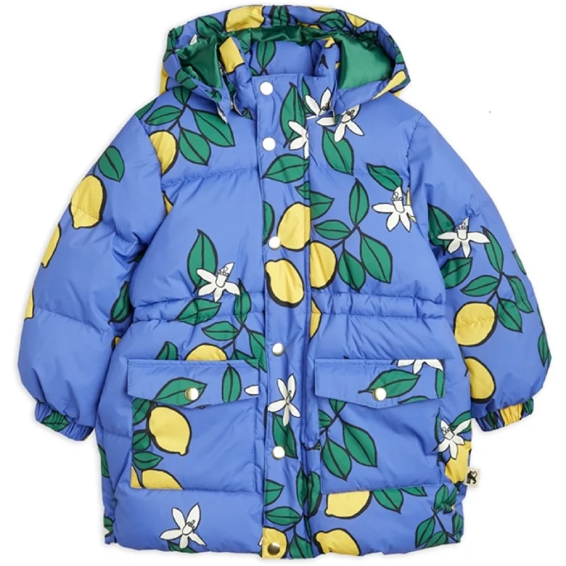 Women's winter coats with adjustable hoodsMini Rodini Lemons Aop Heavy Puffer Jacket Blue Women's winter coats with adjustable hoodsMini Rodini Lemons Aop Heavy Puffer Jacket Blue