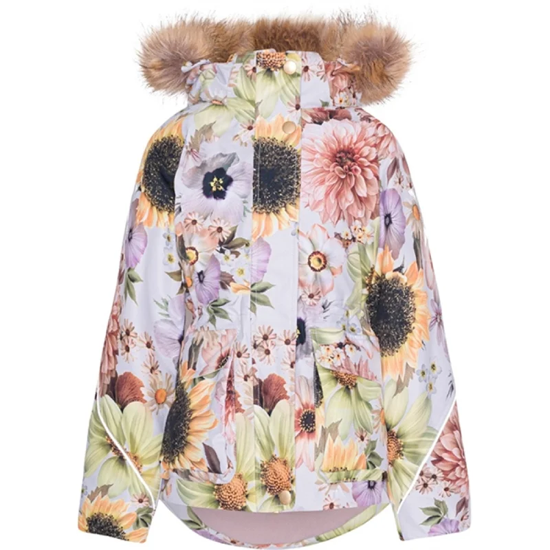Women's lightweight down winter vests​Molo Retro Flowers Cathy Fur Jacket