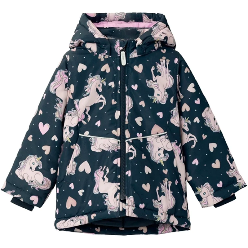 Padded winter coats for women in bright colorsName it Dark Sapphire Maxi Jacket Unicorn Heart Padded winter coats for women in bright colorsName it Dark Sapphire Maxi Jacket Unicorn Heart
