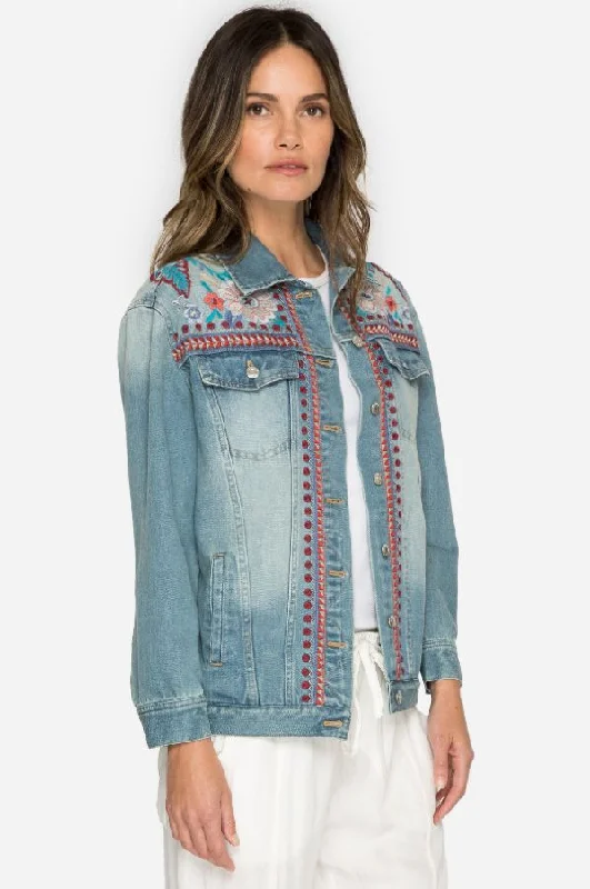 Women's denim jackets with distressed details for a casual and edgy lookJohnny Was Oman Denim Jacket Women's denim jackets with distressed details for a casual and edgy lookJohnny Was Oman Denim Jacket