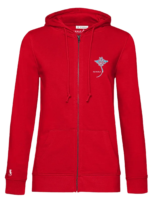 Women's cropped sweatshirt with a lace - trimmed hem for a romantic lookOrganic Cotton Zipped Hoodie - Ladies - 10 Colours Women's cropped sweatshirt with a lace - trimmed hem for a romantic lookOrganic Cotton Zipped Hoodie - Ladies - 10 Colours