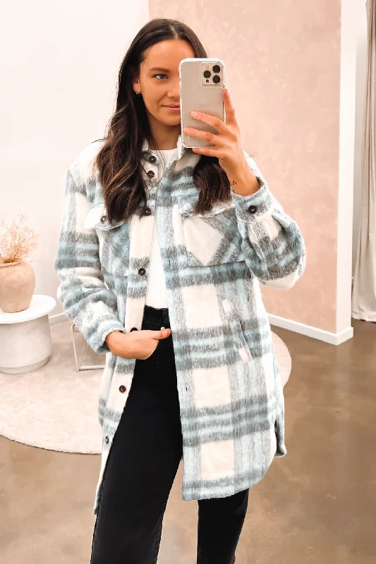 Women's cropped leather jackets with a fringe detail for a western - inspired outfitPoppy Shacket Blue Women's cropped leather jackets with a fringe detail for a western - inspired outfitPoppy Shacket Blue