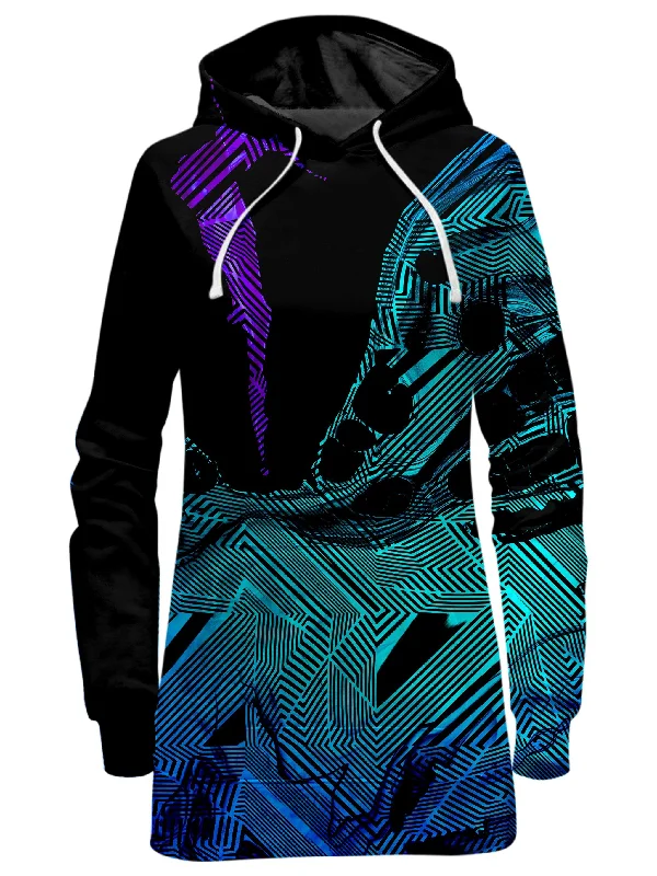 Women's cropped sweatshirt with a lace - trimmed hem for a romantic lookPrimordial Flow Purple Hoodie Dress Women's cropped sweatshirt with a lace - trimmed hem for a romantic lookPrimordial Flow Purple Hoodie Dress