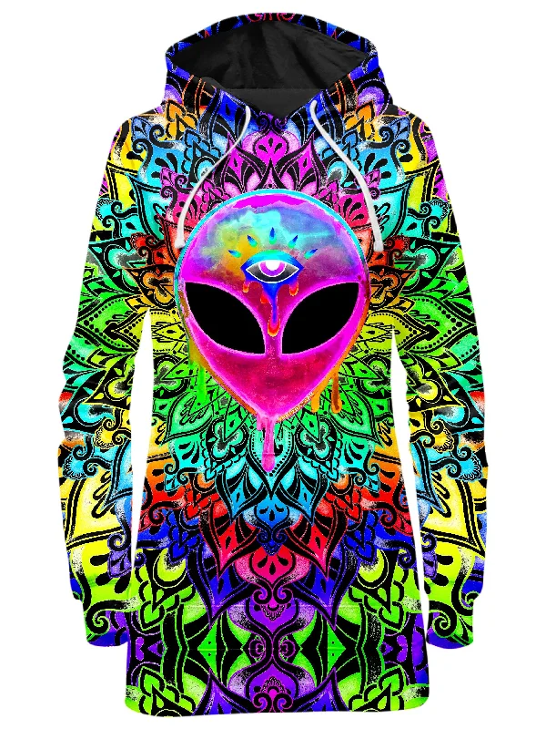 Women's hoodie with a glittery print for a glamorous and sparkly appearancePsy Alien Pink Hoodie Dress Women's hoodie with a glittery print for a glamorous and sparkly appearancePsy Alien Pink Hoodie Dress
