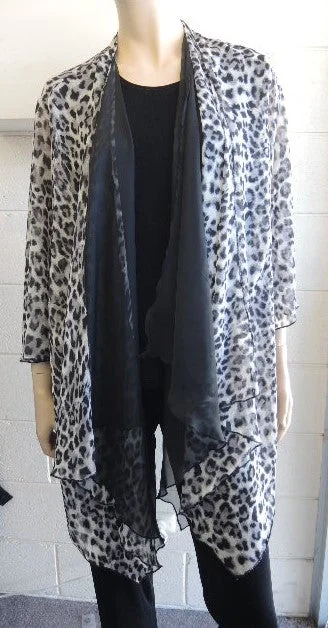 Women's pea coats in a plus - size fit for a flattering and warm winter coatShelz Leopard Print Chiffon Jacket Women's pea coats in a plus - size fit for a flattering and warm winter coatShelz Leopard Print Chiffon Jacket