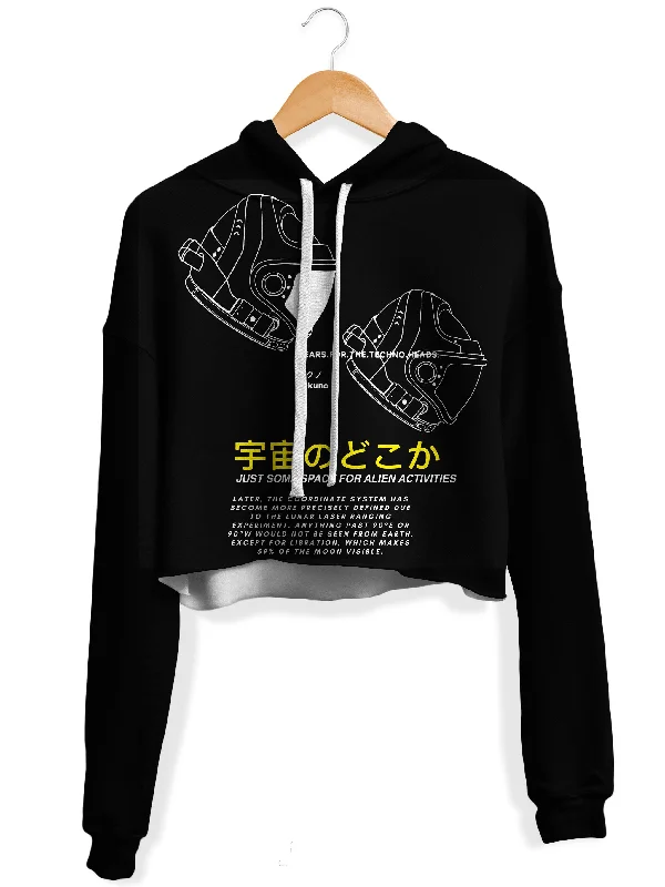 Women's hoodie with a glittery print for a glamorous and sparkly appearanceSpace Man Fleece Crop Hoodie Women's hoodie with a glittery print for a glamorous and sparkly appearanceSpace Man Fleece Crop Hoodie