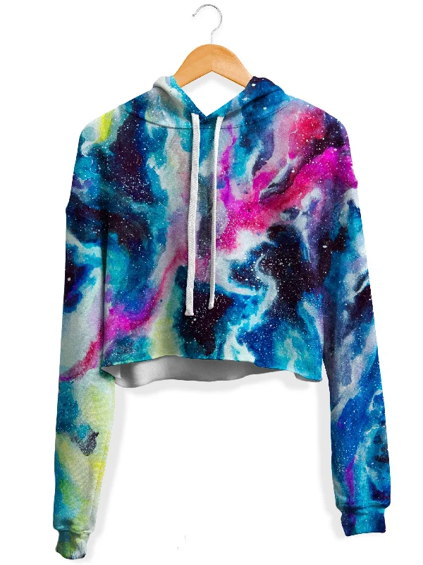 Women's hoodie with a kangaroo pocket and a pom - pom drawstring for added charmStardust Fleece Crop Hoodie Women's hoodie with a kangaroo pocket and a pom - pom drawstring for added charmStardust Fleece Crop Hoodie