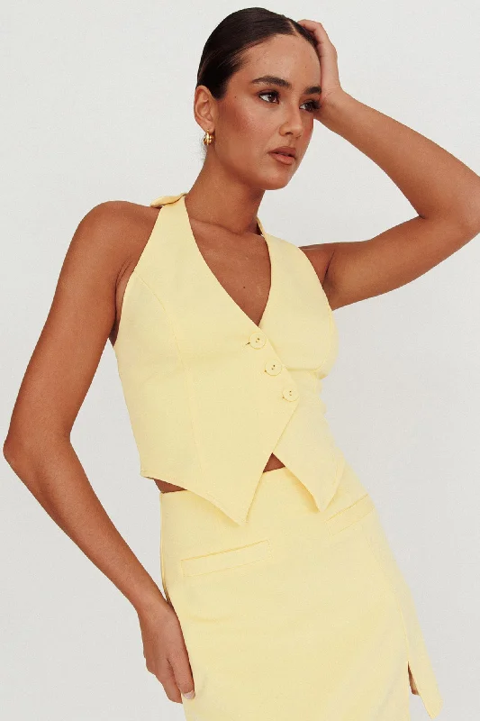 Tammi Halter Vest Top Lemon