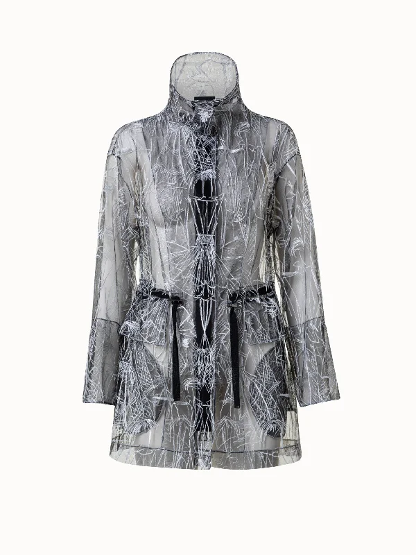 Women's cropped down jackets in bold colors for a sporty and fashionable winter outfitTechno Tulle Parka with Croquis Embroidery Women's cropped down jackets in bold colors for a sporty and fashionable winter outfitTechno Tulle Parka with Croquis Embroidery