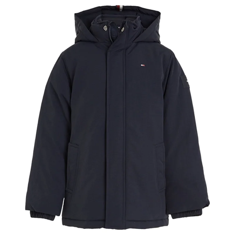 Wool blend winter coats for women with a modern cut​Tommy Hilfiger Essential Parka Coat Desert Sky