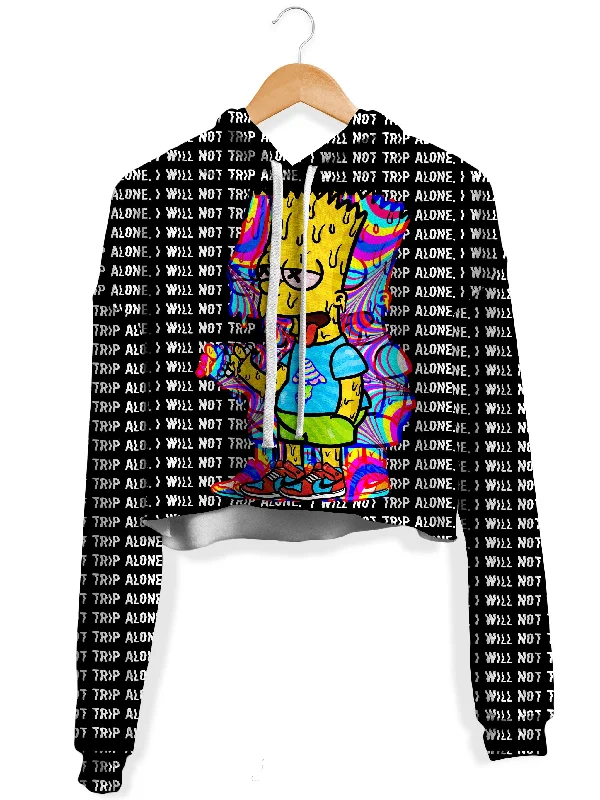 Tripping With Him Fleece Crop Hoodie