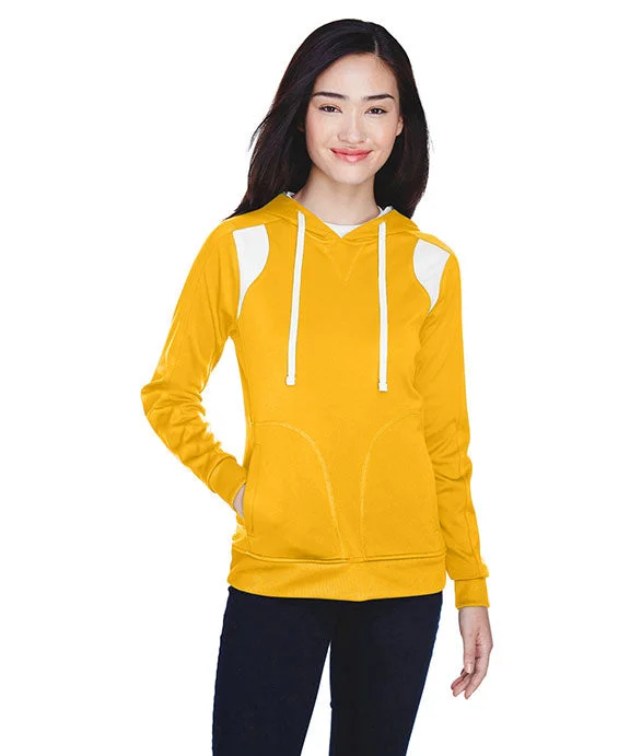 Women's long - sleeve cropped sweatshirt with ribbed cuffs for a snug fitTT30W - Team 365 Ladies Elite Performance Hoodie | Sport Athletic Gold/White Women's long - sleeve cropped sweatshirt with ribbed cuffs for a snug fitTT30W - Team 365 Ladies Elite Performance Hoodie | Sport Athletic Gold/White