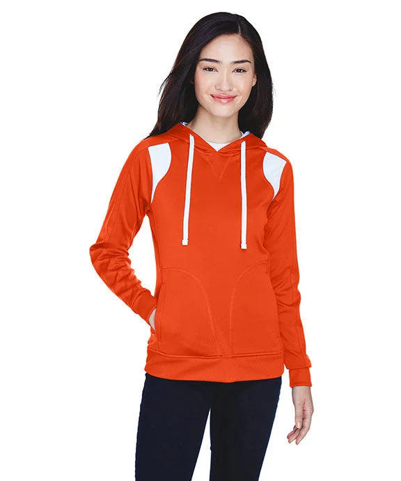 Women's color - block hoodie combining bold hues for a fashion - forward statementTT30W - Team 365 Ladies Elite Performance Hoodie | Sport Orange/White Women's color - block hoodie combining bold hues for a fashion - forward statementTT30W - Team 365 Ladies Elite Performance Hoodie | Sport Orange/White
