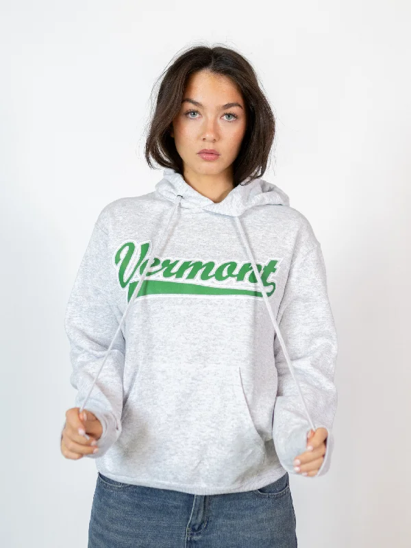 Women's cropped sweatshirt with a lace - trimmed hem for a romantic lookVERMONT SPORT (GRØN) HOODIE - GRÅ Women's cropped sweatshirt with a lace - trimmed hem for a romantic lookVERMONT SPORT (GRØN) HOODIE - GRÅ