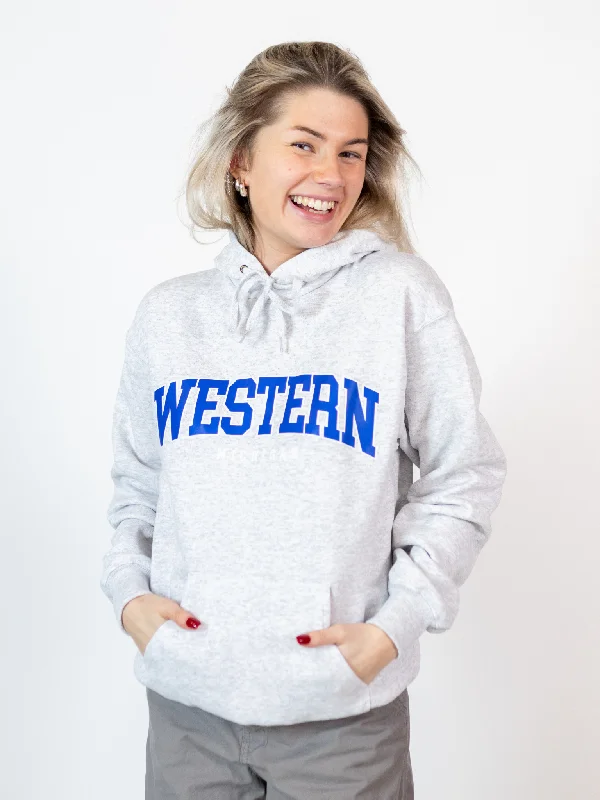 Women's cropped sweatshirt with a lace - trimmed hem for a romantic lookWESTERN MICHIGAN HOODIE - GRÅ Women's cropped sweatshirt with a lace - trimmed hem for a romantic lookWESTERN MICHIGAN HOODIE - GRÅ