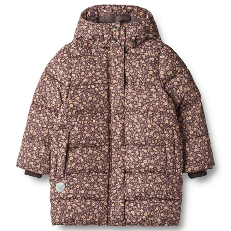 Women's snow - proof winter anoraks​Wheat Puffer Jacket Yrsa Eggplant Flowers