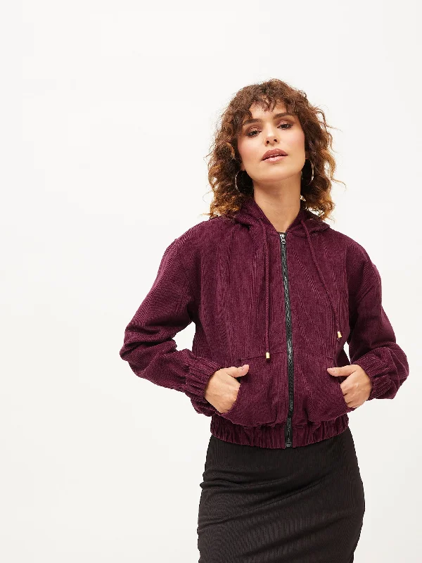 Women's denim jackets with distressed details for a casual and edgy lookWomen Maroon Corduroy Varsity Jacket Women's denim jackets with distressed details for a casual and edgy lookWomen Maroon Corduroy Varsity Jacket