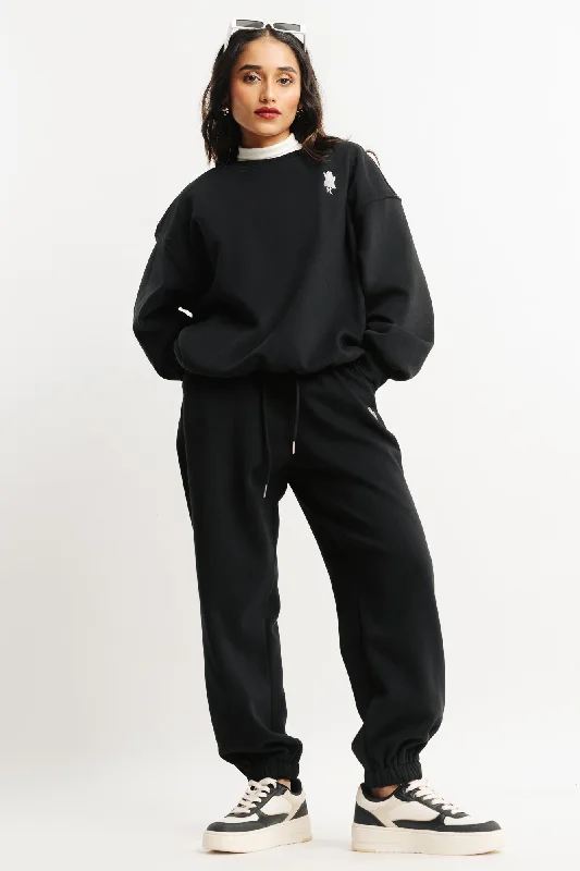 Women's cropped leather jackets with a fringe detail for a western - inspired outfitBlack Two Piece Sweatshirt And Jogger Set Women's cropped leather jackets with a fringe detail for a western - inspired outfitBlack Two Piece Sweatshirt And Jogger Set