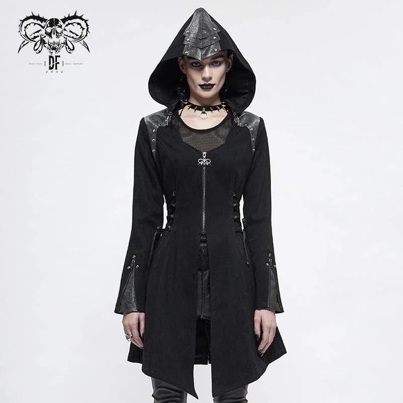Women's pea coats in a plus - size fit for a flattering and warm winter coatWomen's Gothic Long Sleeved Faux Leather Trimmed Long Coat Jacket Women's pea coats in a plus - size fit for a flattering and warm winter coatWomen's Gothic Long Sleeved Faux Leather Trimmed Long Coat Jacket