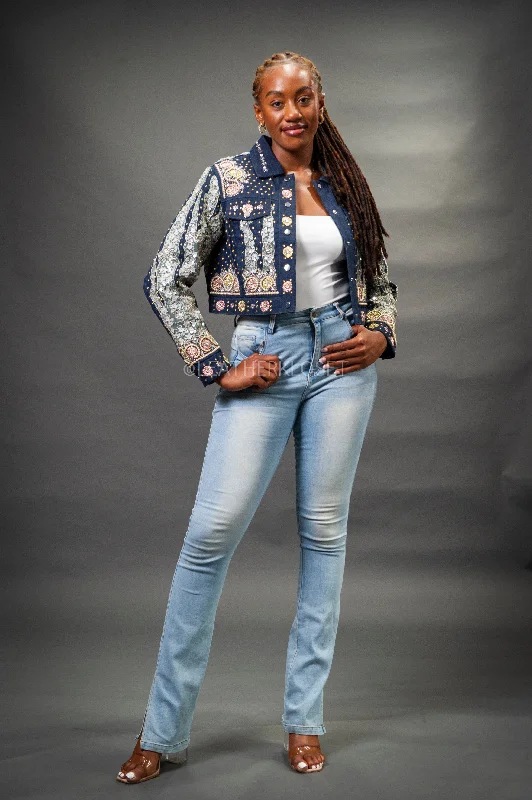 Women's faux fur - trimmed denim jackets for a trendy and cozy styleWomen's Hand-Made Denim Jacket [Dark Denim]