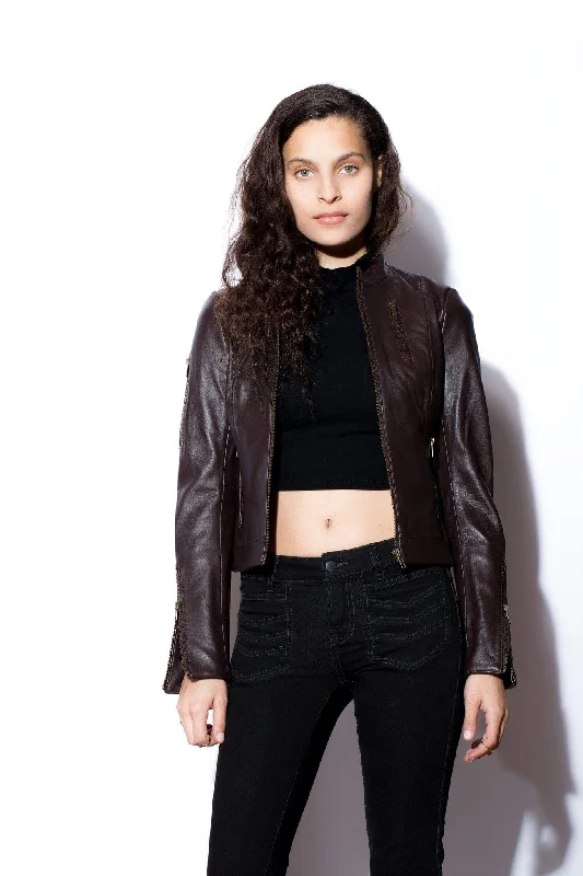 Women's trench coats with a removable belt for customizable stylingWomen's West Coast  Leather Moto Jacket