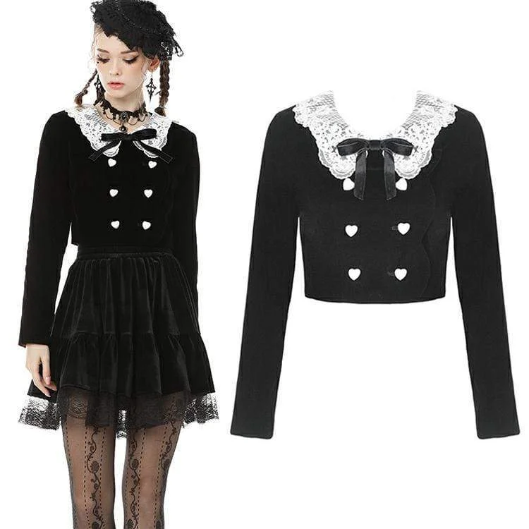 Women's shearling - lined suede jackets for ultimate warmth and luxuryWomen's Vintage Gothic Lace Peter Pan Collar Double-breasted Short Jackets Women's shearling - lined suede jackets for ultimate warmth and luxuryWomen's Vintage Gothic Lace Peter Pan Collar Double-breasted Short Jackets