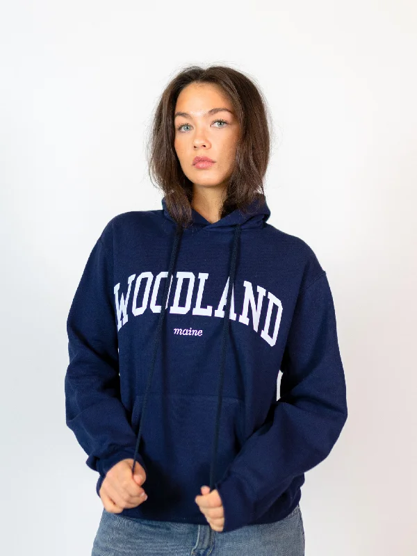 Women's mock - neck sweatshirt made of moisture - wicking material for fitness useWOODLAND HOODIE - NAVY Women's mock - neck sweatshirt made of moisture - wicking material for fitness useWOODLAND HOODIE - NAVY