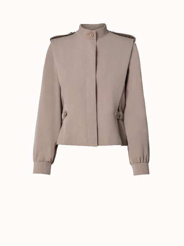Women's military - style jackets with epaulets for a tough and fashionable appearanceWool Gabardine Jacket Women's military - style jackets with epaulets for a tough and fashionable appearanceWool Gabardine Jacket