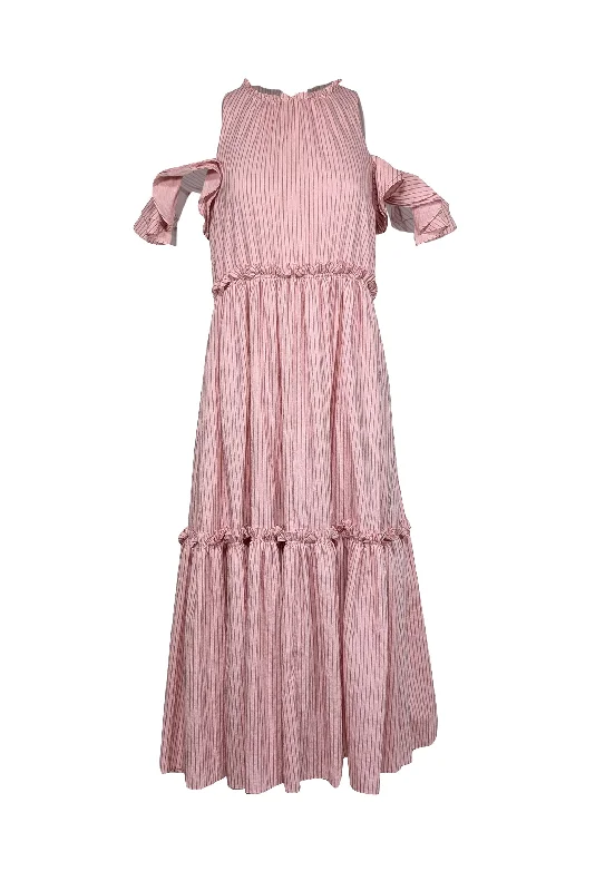 Off - the - Shoulder Women Dress for a Romantic and Feminine Look Off - the - Shoulder Women Dress for a Romantic and Feminine Look Cinq a Sept - Pink Ruffled Midi Dress w/ Contrast Striped Stitching Sz 6 Off - the - Shoulder Women Dress for a Romantic and Feminine Look Off - the - Shoulder Women Dress for a Romantic and Feminine Look Cinq a Sept - Pink Ruffled Midi Dress w/ Contrast Striped Stitching Sz 6