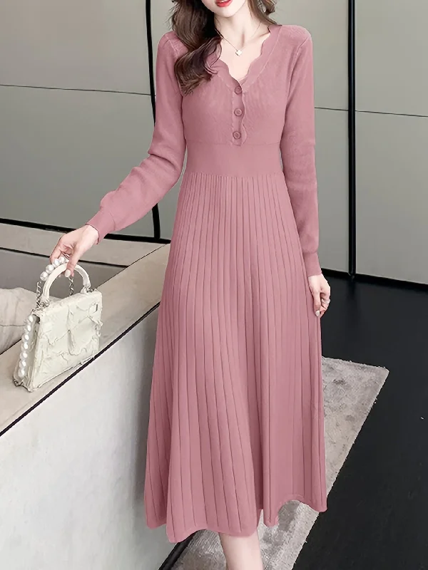Long - Sleeve Women Dress in Velvet for a Luxurious Winter Look Long - Sleeve Women Dress in Velvet for a Luxurious Winter Look Sixsr Button Front V Neck Dress, Chic Solid Color Long Sleeve Pleat Dress, Women's Clothing Long - Sleeve Women Dress in Velvet for a Luxurious Winter Look Long - Sleeve Women Dress in Velvet for a Luxurious Winter Look Sixsr Button Front V Neck Dress, Chic Solid Color Long Sleeve Pleat Dress, Women's Clothing