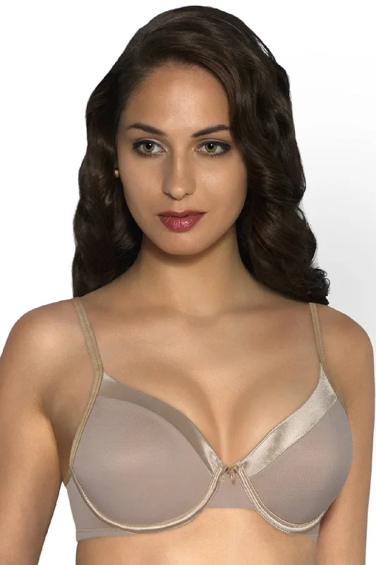 Satin Edge Padded Wired Bra - Nude