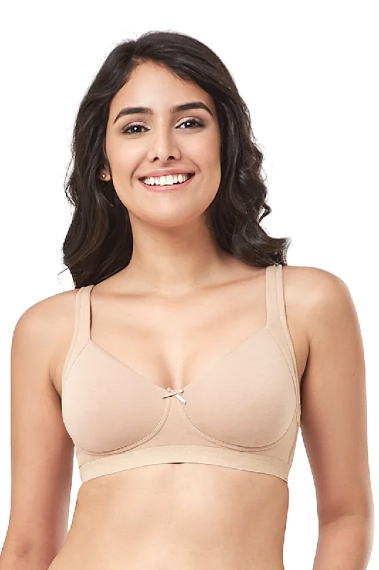 Cotton Non-Padded Non-Wired True Support Bra - Sandalwood