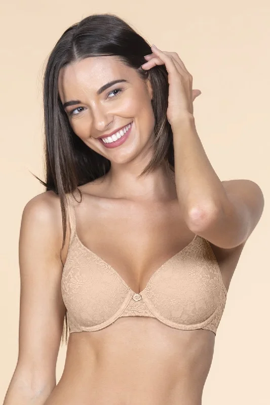 Floral Romance Padded Wired Bra - Sesame