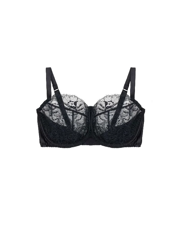convertible sports bras for versatile useSignature Lace Black Curve Balcony Bra