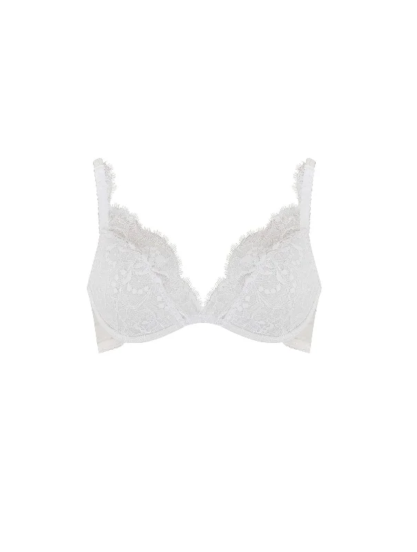 balconette bras for a sexy necklineSignature Padded Plunge Bra - White