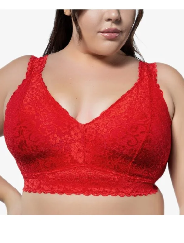 Adriana Wire-Free Lace Bralette in Red