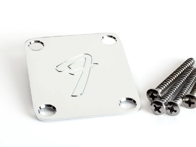 Fender Neck Plate, Chrome, "F"