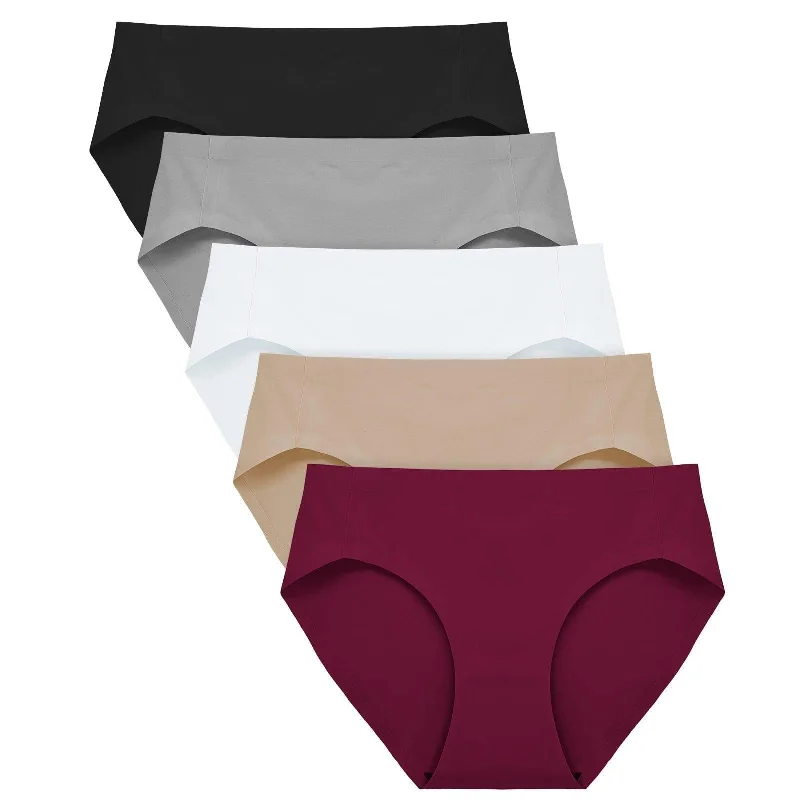 High Cut Seamless No Show Brief Panties - Mix3 5 Pack