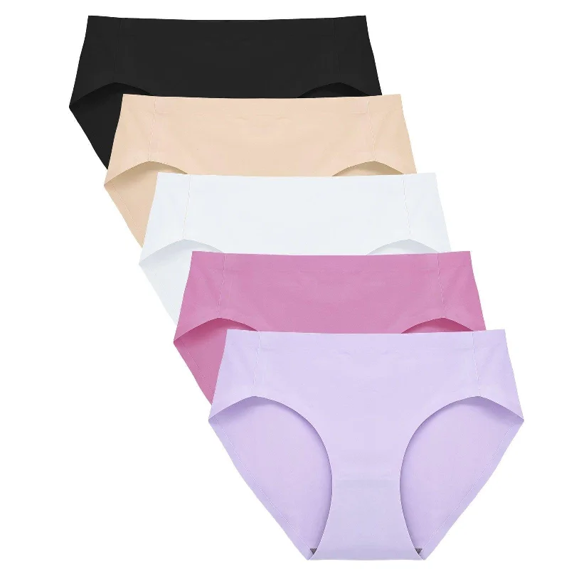 High Cut Seamless No Show Brief Panties - Mix2 5 Pack