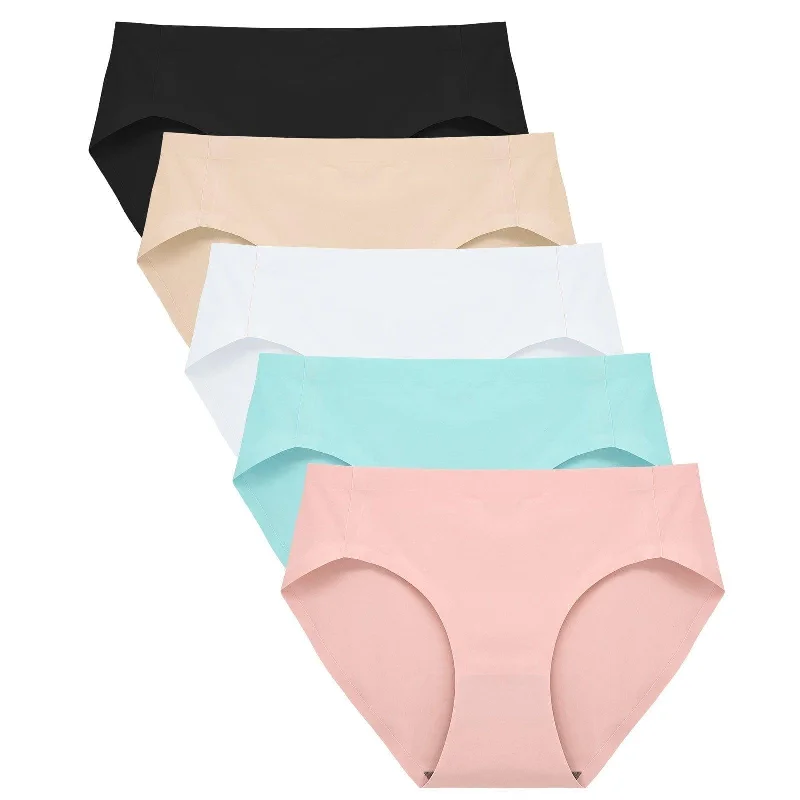 High Cut Seamless No Show Brief Panties - Mix1 5 Pack