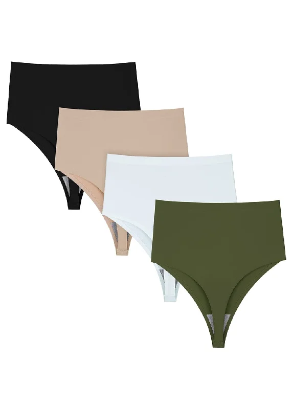 No Show High Waist Thong Shapewear - Mix2 4 Pack