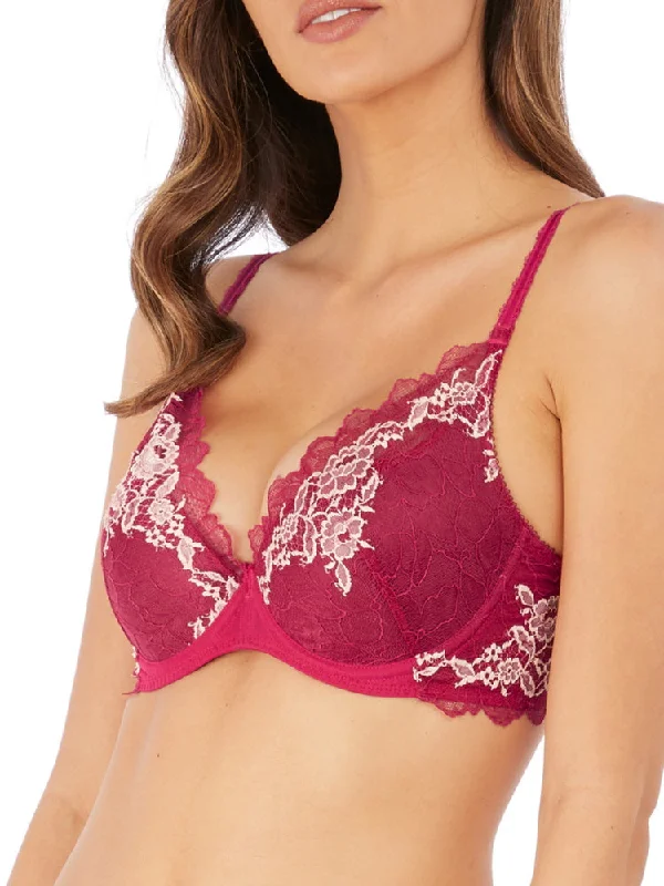 Lace Perfection Plunge Push Up Bra - Cerise