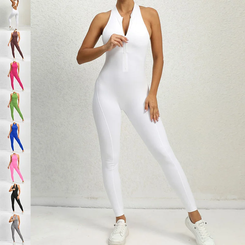 Sports shaper for enhanced performance during workoutsZippered Yoga Fitness Jumpsuit Sleeveless Tummy Control Stretch Shapewear Butt Lifting Sportswear Women Fashion Outfits Clothing Sports shaper for enhanced performance during workoutsZippered Yoga Fitness Jumpsuit Sleeveless Tummy Control Stretch Shapewear Butt Lifting Sportswear Women Fashion Outfits Clothing