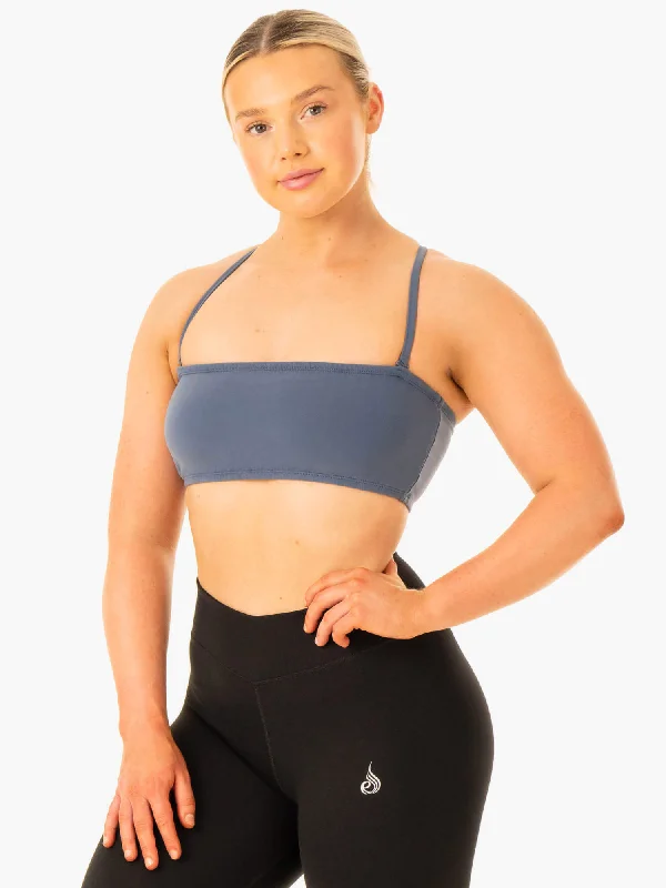 sequined women sport bra for a sparkly effectConvertible Bandeau Sports Bra - Steel Blue