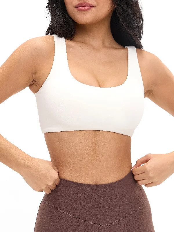 breathable women sport bra for ventilationDouble Dip Butter Sports Bra - Ivory