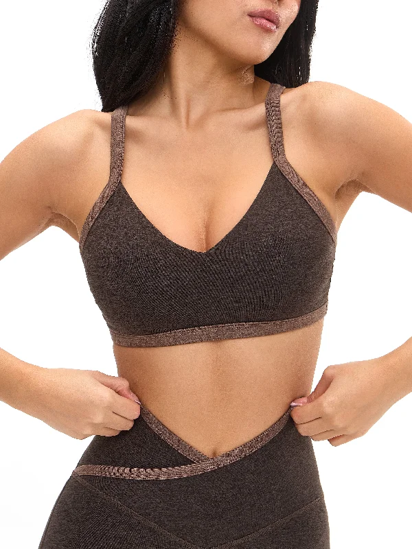 crossback women sport bra for added supportDream Heather Contrast Sports Bra - Cold Brew and Grounds crossback women sport bra for added supportDream Heather Contrast Sports Bra - Cold Brew and Grounds