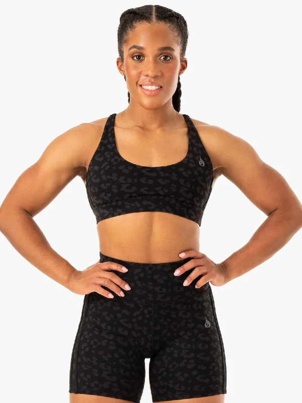 post - surgery women sport bra for support and comfortEvolution Sports Bra - Black Leopard post - surgery women sport bra for support and comfortEvolution Sports Bra - Black Leopard