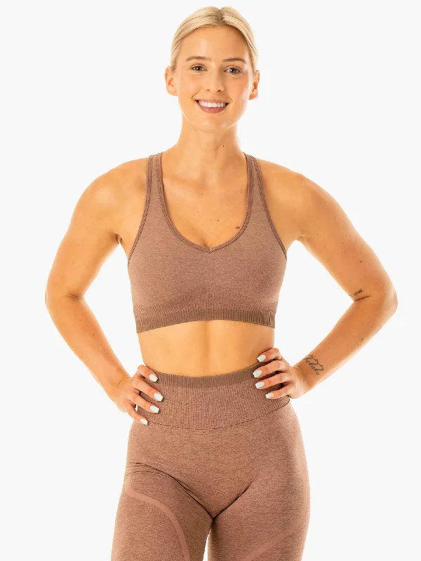 compression women sport bra for muscle supportExcel Seamless Sports Bra - Mocha Marl compression women sport bra for muscle supportExcel Seamless Sports Bra - Mocha Marl