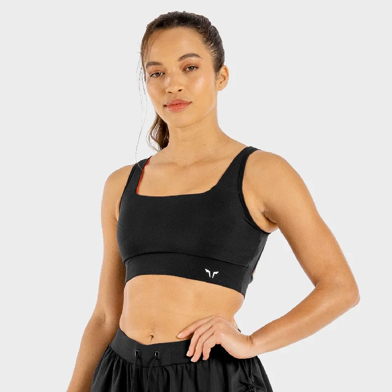 compression women sport bra for muscle supportFlux Bra - Onyx & Flame