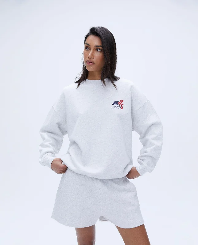hand - made women sport bra for unique craftsmanshipVintage Sports Oversized Sweatshirt - Light Grey Melange/Classic Red hand - made women sport bra for unique craftsmanshipVintage Sports Oversized Sweatshirt - Light Grey Melange/Classic Red